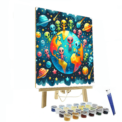 Funny Alien Encounters Paint By Numbers Kits