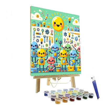 Joyful Robot Crew Paint By Numbers Kits