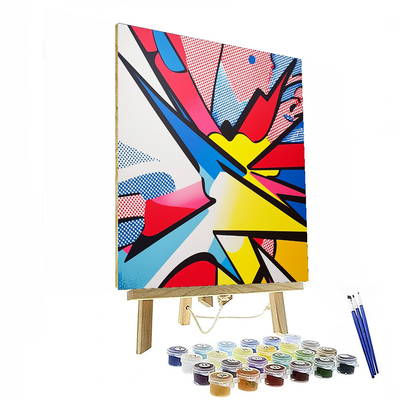 Roy Lichtenstein Inspired Geometric Pop Fiesta  Numbered Painting Kits