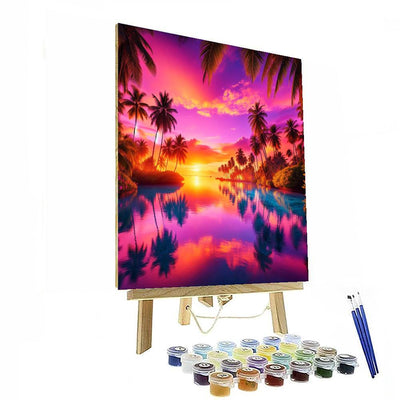 Tropical Sunset Lagoon Painting By Numbers Kit