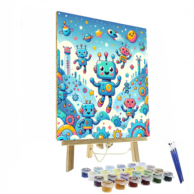 Whimsical Robot Adventures Painting By Numbers Kit