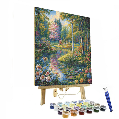 Claude Monet Inspired Whimsical Forest  Number Painting