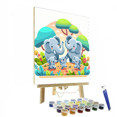 Excited Elephant Family Paint By Numbers Art