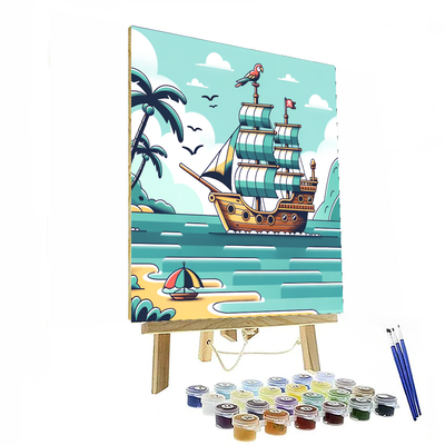 Island Pirate Ship Adventure DIY Paint By Numbers