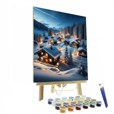 Snowy Alpine Village Paint By Number