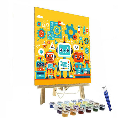 Playful Robot Workshop Paint By Numbers Art