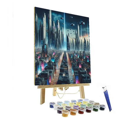 Retro Futuristic Cityscape Paint By Numbers Kits