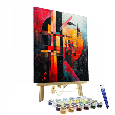 Wassily Kandinsky Inspired Urban Geometry In Red  Paint By Numbers Kits