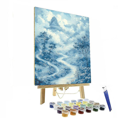 Utagawa Hiroshige Inspired Tranquil River Of Clouds  Number Painting