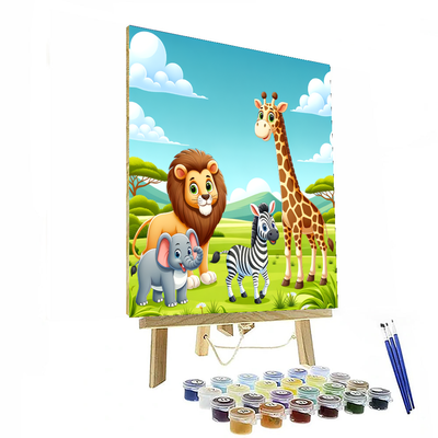 Adorable Safari Animals Painting Number Kit