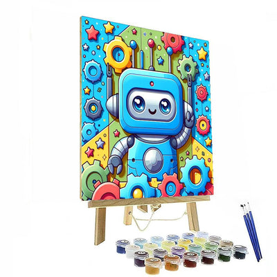 Joyful Little Robot Number Painting