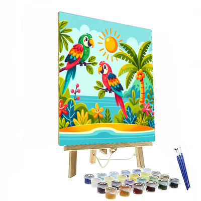 Tropical Island Parrot Party DIY Paint By Numbers