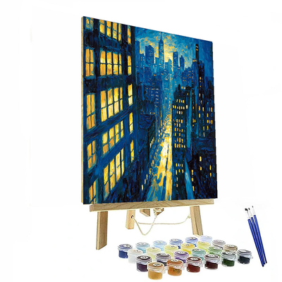 Edward Hopper Inspired Cascading City Lights  Painting By Numbers Kit