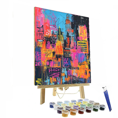 Jean-Michel Basquiat Inspired Neon Urban Chaos  Paint By Numbers Kits