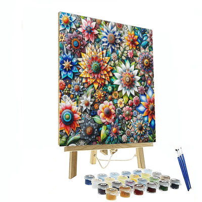 Vivid Floral Mosaic Painting Number Kit