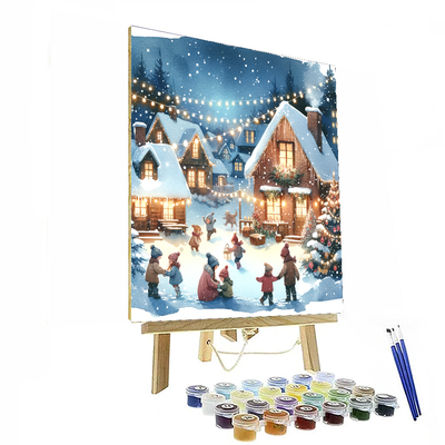 Charming Snowy Village Paint By Color