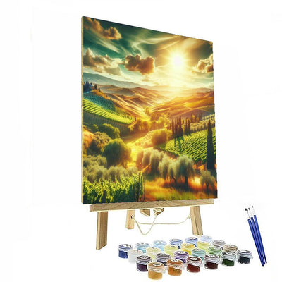 Sunlit Tuscan Hills Numbered Painting Kits