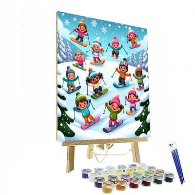 Winter Sports Fun Paint By Numbers Art