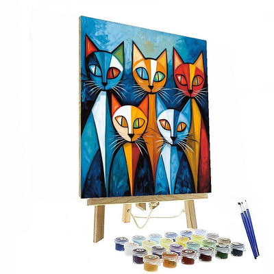 Pablo Picasso Inspired Whimsical Cats In Picasso's World  Paint By Number