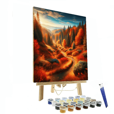 Golden Autumn Landscape Number Painting