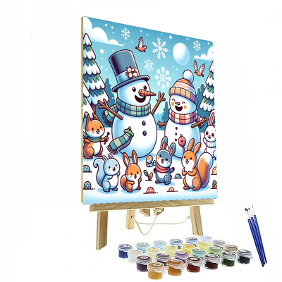 Frosty Friends Gathering Painting By Numbers Kit