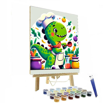 Silly Dino Chef DIY Paint By Numbers