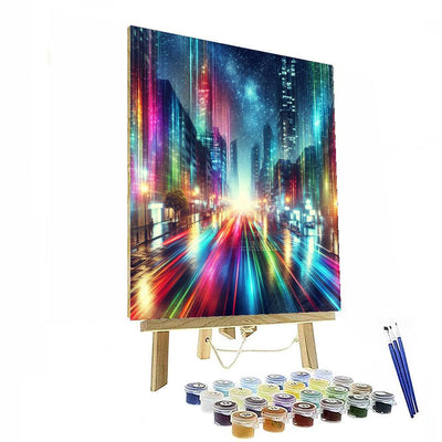 Vibrant City Nightlights Number Painting