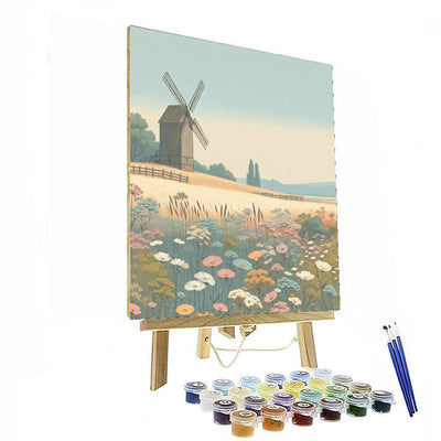 Whispering Meadow And Windmill Number Painting