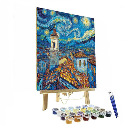 Vincent Van Gogh Inspired Starry Rooftop Escape  Paint By Numbers Kits