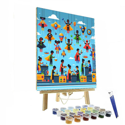 Superhero Academy Training Painting Number Kit