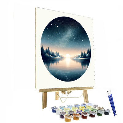 Starry Sky Over Lake Number Painting