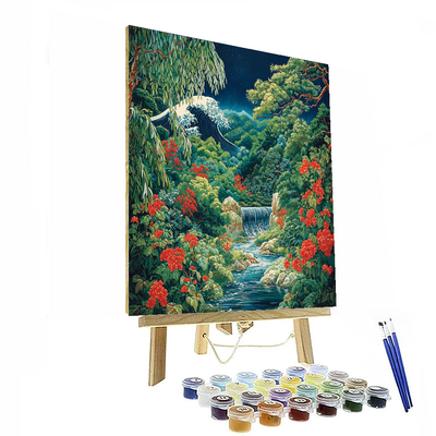 Katsushika Hokusai Inspired Ornamental Oriental Garden  Painting By Numbers Kit