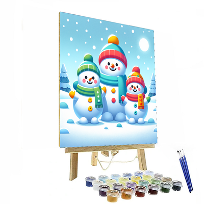 Merry Snowman Family Paint By Numbers