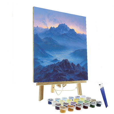 Caspar David Friedrich Inspired Vibrant Mountain Panorama  Numbered Painting Kits