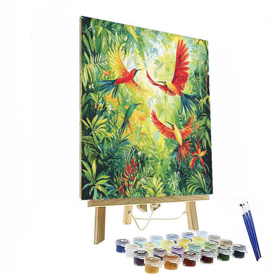 Henri Rousseau Inspired Joyful Birds In Flight  Numbered Painting Kits