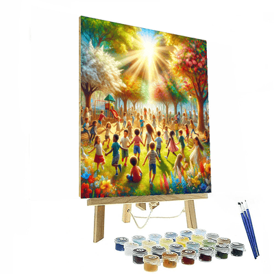 Joyful Children Playing Painting By Numbers Kit