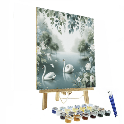 Elegant Swan Lake Scene Numbered Painting Kits