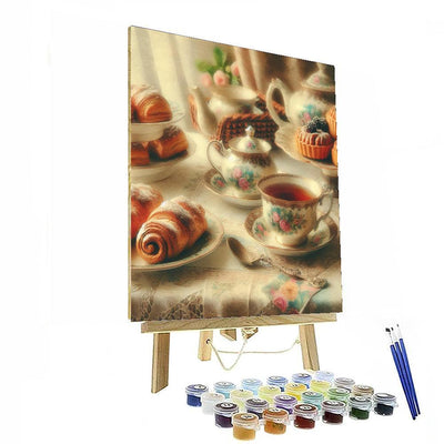 Vintage Tea Time Scene Paint By Numbers