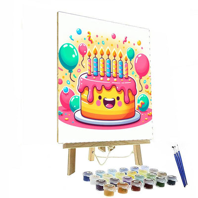 Bouncing Birthday Cake DIY Paint By Numbers