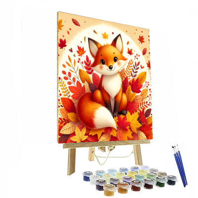 Whimsical Fox In Autumn Number Painting