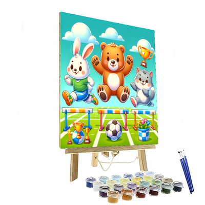 Fun Animal Sports Day Painting By Numbers Kit