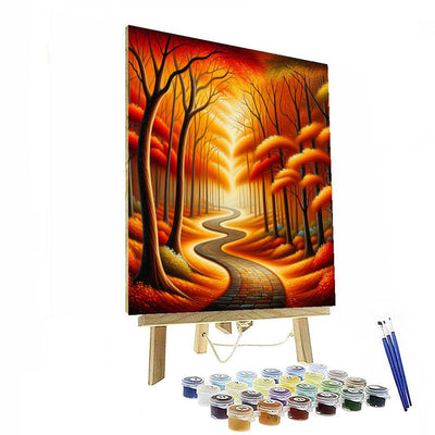 Tranquil Autumn Pathway Number Painting