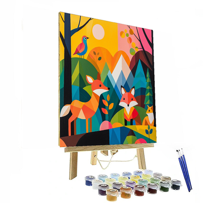 Charley Harper Inspired Mystical Animal Kingdom  Painting By Numbers Kit