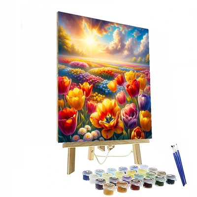 Bright And Breezy Tulip Field Numbered Painting Kits