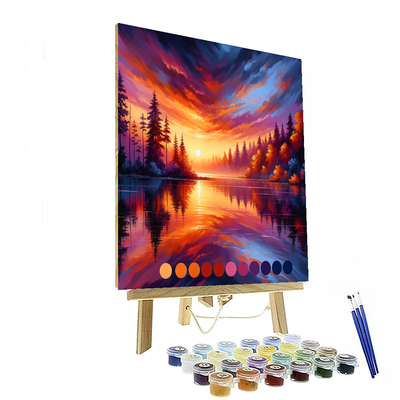 Sunset Over Lake Reflection Painting By Numbers Kit