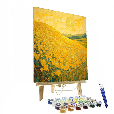 Klimt Inspired Sunny Fields Of Gold  Number Painting