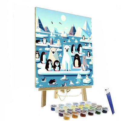 Polar Expedition With Friendly Animals Paint By Numbers Art