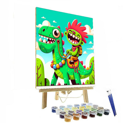 Silly Dino Rider DIY Paint By Numbers