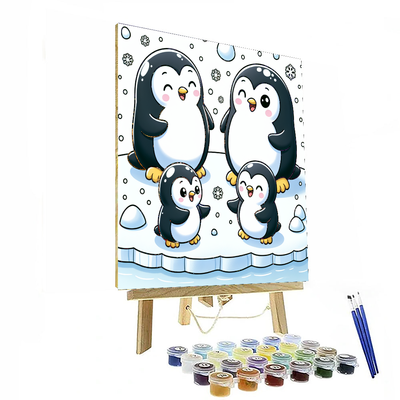 Adorable Penguin Family Paint By Numbers Art