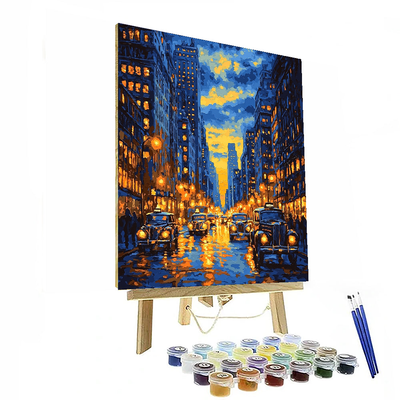 Edward Hopper Inspired Dramatic City Lights At Dusk  Paint By Numbers